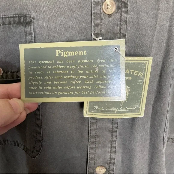 Clearwater Outfitters Mens Olive Khaki Green Long Sleeve Outdoorsman Casual Top - Picture 8 of 10